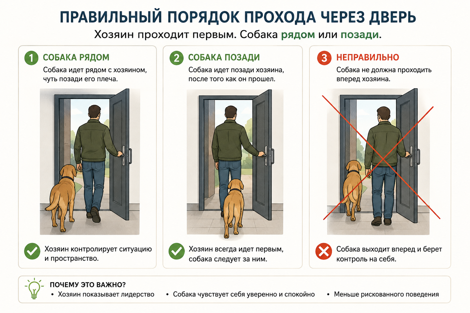 Схема правильного порядка прохода через дверь